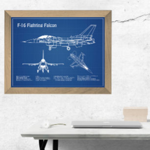 Póster F-16 Fighting Falcon - Planes de Planes de Plano d