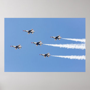 Póster F-16 Thunderbirds volando en la formación de cinco