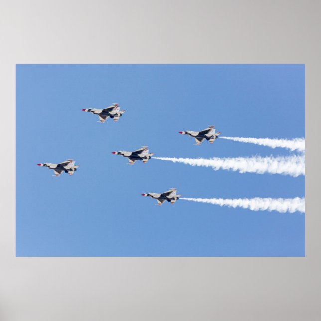 Póster F-16 Thunderbirds volando en la formación de cinco (Frente)