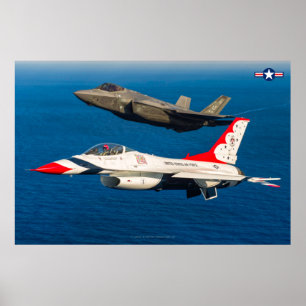 Póster F-16C FIGHTING FALCON y F-35A LIGHTNING II