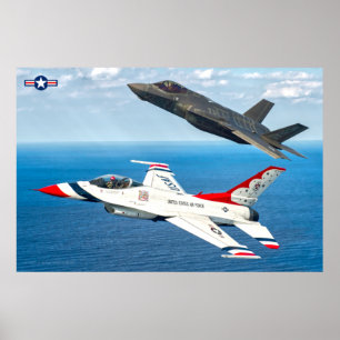 Póster F-16C FIGHTING FALCON y F-35A LIGHTNING II