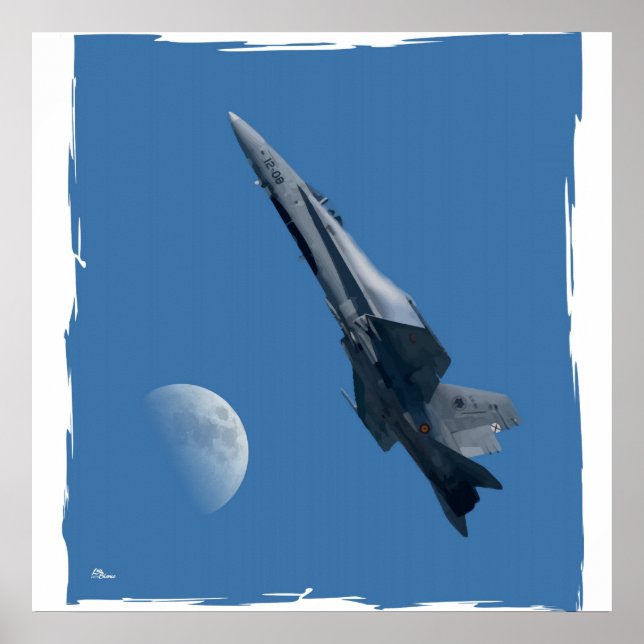 Póster F-18 y luna (Frente)