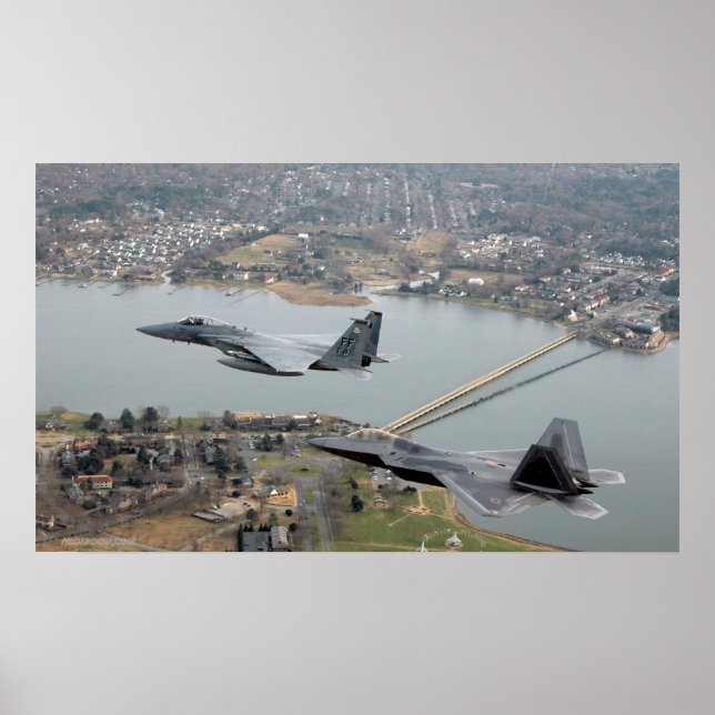 Póster F-22 Raptor y F-15 Águila (Frente)