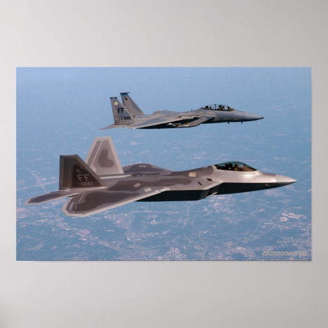 Póster F-22 Raptor y F-15 Águila (Frente)