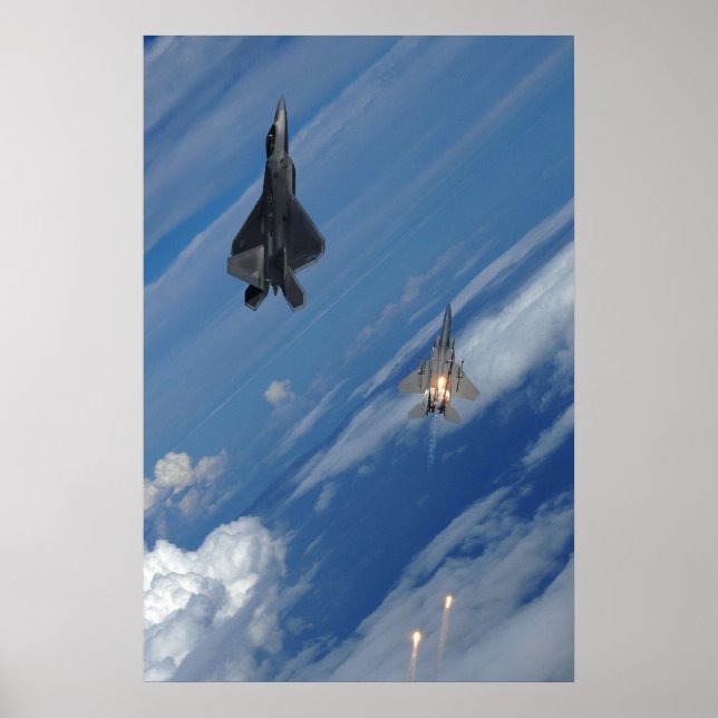 Póster F-22 Raptor y F-15 Águila (Frente)
