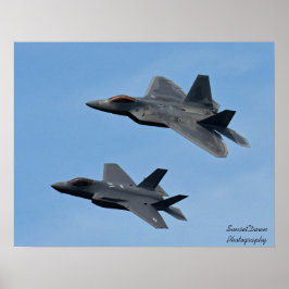 Póster F-35 y F-22 Fighter Jet