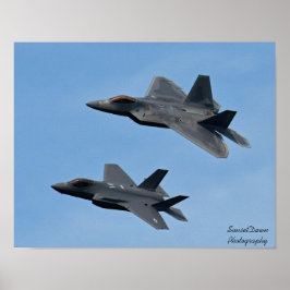 Póster F-35 y F-22 Fighter Jet