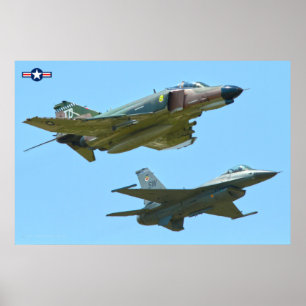 Póster F-4 FANTOM y F-16 FIGHTING FALCON