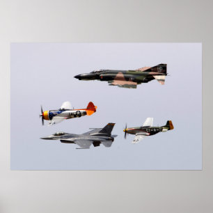 Póster F-4 Phantom, P-47 Thunderbolt, F-16 Fighting Falco