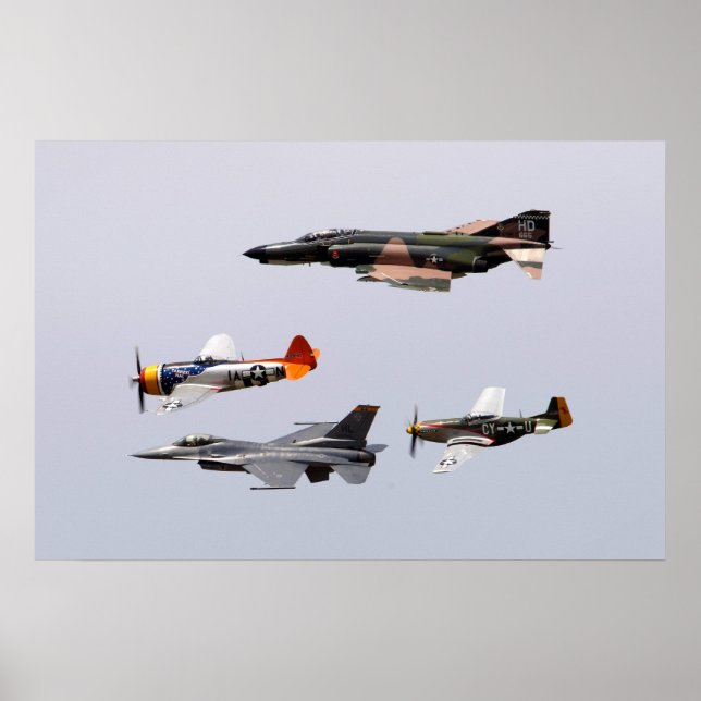 Póster F-4 Phantom, P-47 Thunderbolt, F-16 Fighting Falco (Frente)