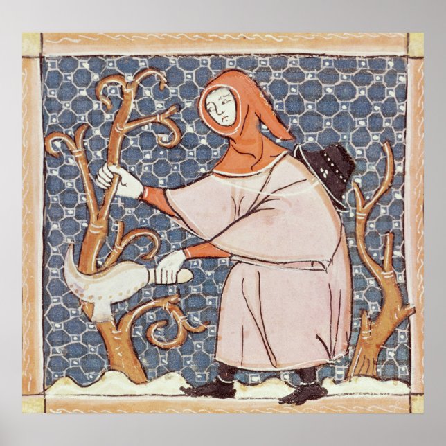 Póster F.58v Marzo: Arboles de poda (Frente)