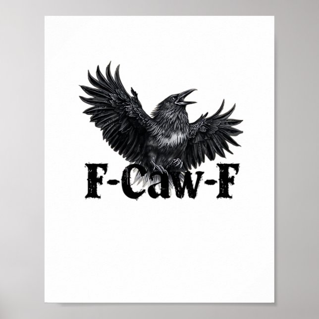 Póster F-Caw-F Angry Raven Art Print Gothic Crow Illustra (Frente)
