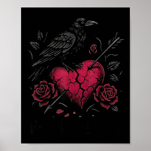 Póster F Caw F Crow Anti Valentine's Day Dark Gothic Brok (Frente)