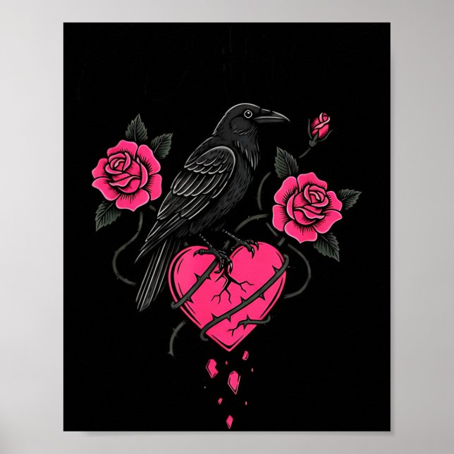 Póster F Caw F Crow Anti Valentine's Day Dark Gothic Brok (Frente)