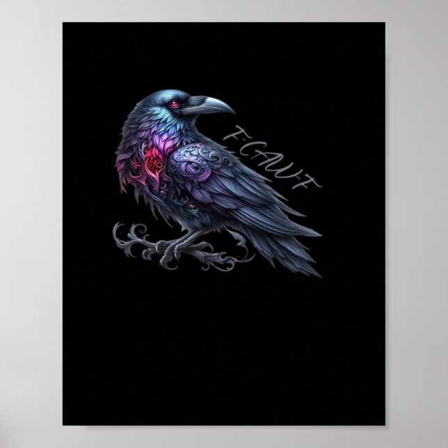 Póster F-Caw-F Cuervo Clásico Estilo Retro (Frente)