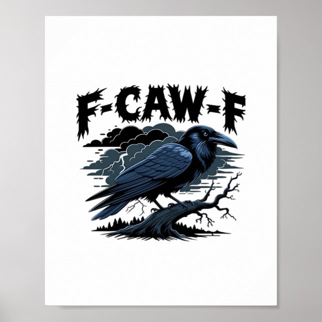 Póster F-Caw-F Cuervo Clásico Retro Esencial (Frente)