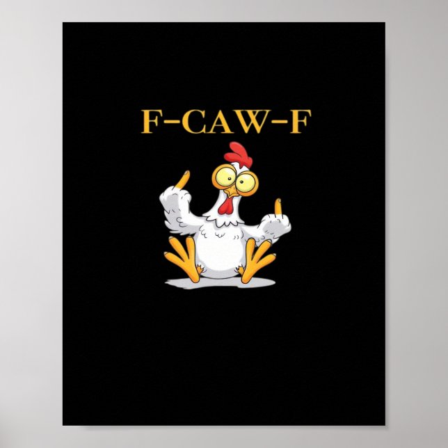 Póster F-Caw-F Funny Chicken Retro Classic (Frente)