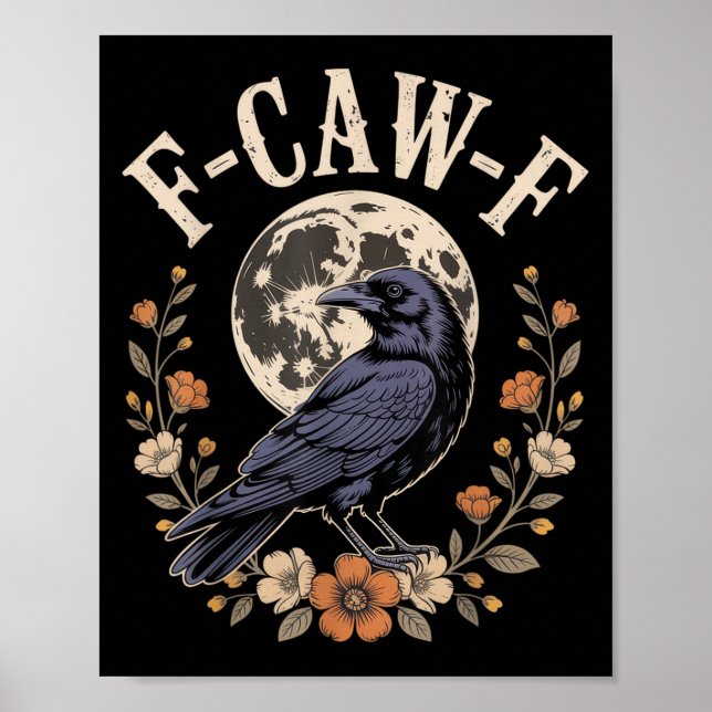 Póster F-caw-f Funny Crows Aves Nocturnos Amantes de Hall (Frente)