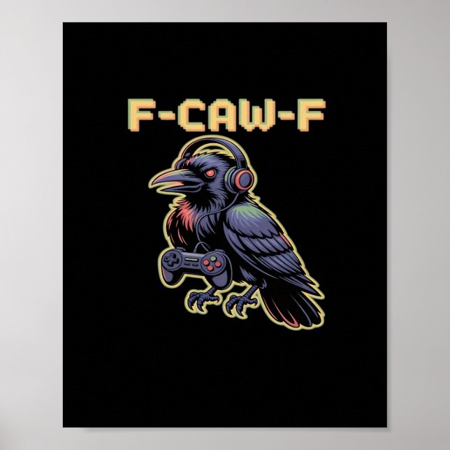 Póster F-Caw-F Gaming Raven With Headphones - Edgy Stream (Frente)