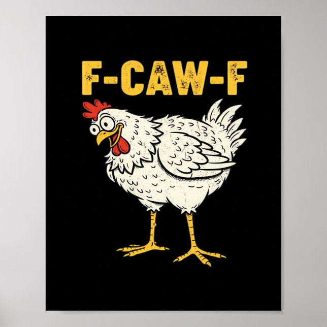 Póster F-Caw-F Pollo Clásico Retro Cool (Frente)