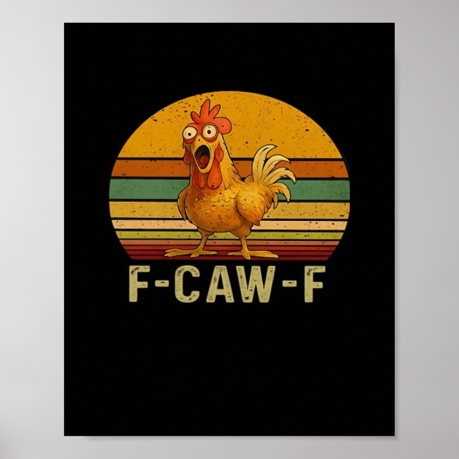 Póster F-Caw-F Pollo Esencial Retro Clásico (Frente)