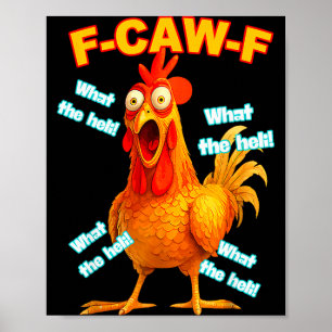 Póster F-caw-f Qué meme divertido de pollo en helicóptero