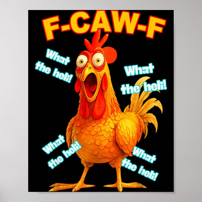 Póster F-caw-f Qué meme divertido de pollo en helicóptero (Frente)