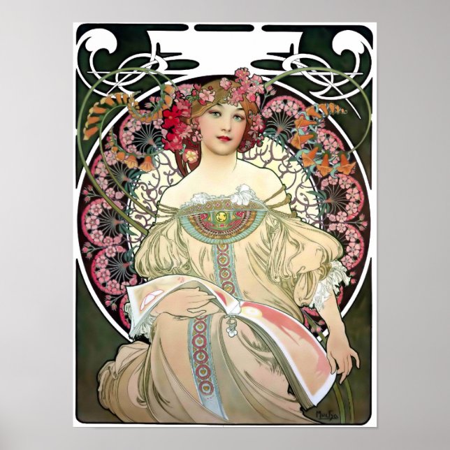 Póster F. Champenois Imprimeur-Éditeur, por Alfons Mucha (Frente)