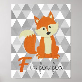 Póster F es para Fox Nursery Wall Art
