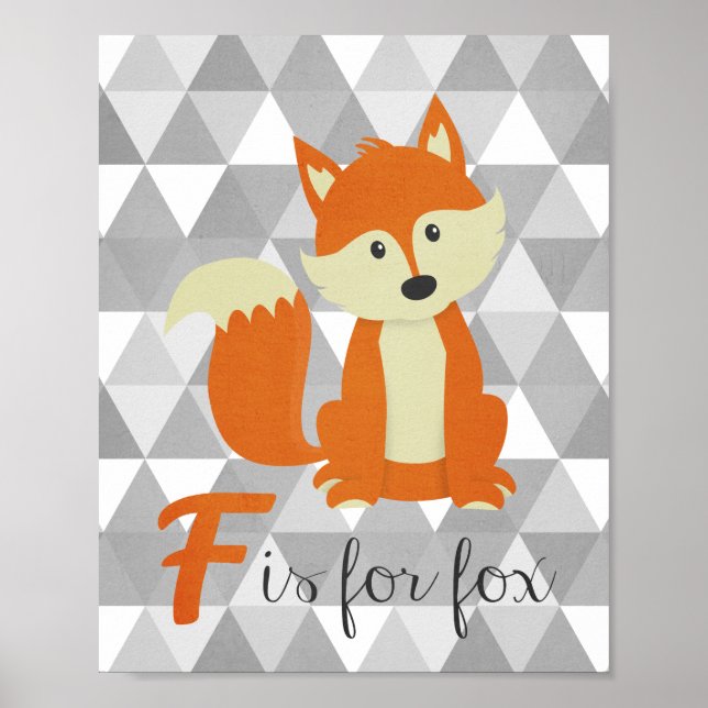 Póster F es para Fox Nursery Wall Art (Frente)