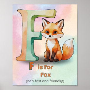 Póster F es para Fox - Whimsical Alphabet Animal Poster d