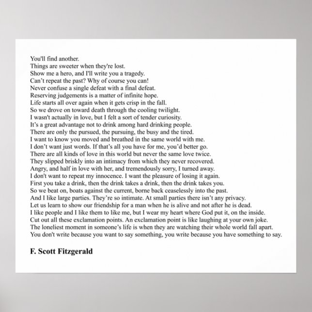 Póster F Scott Fitzgerald Quotes (Frente)