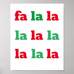 Póster Fa La La La La Print Navidades Carol Red Green Art