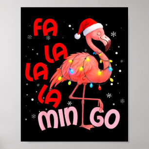 Póster Fa La La La Mingo Flamingo Navidad Hombres Mujeres
