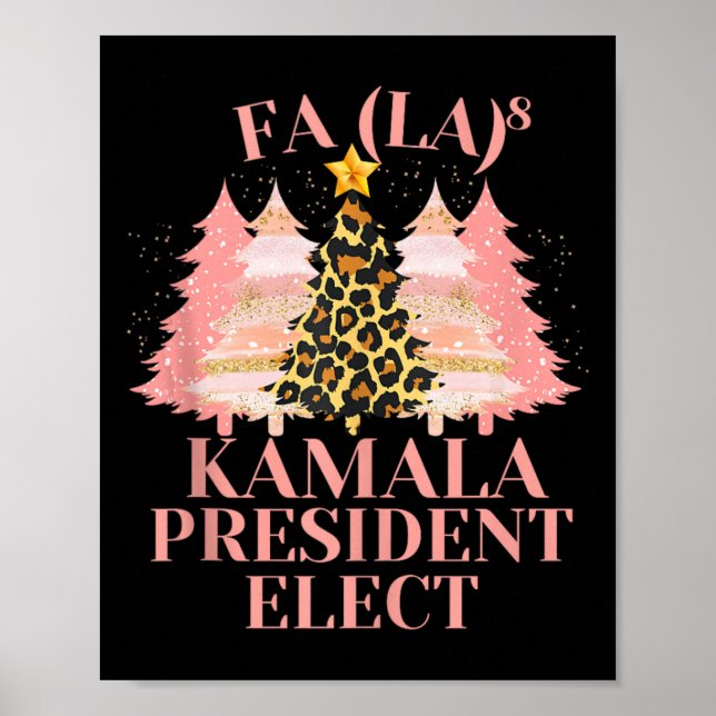 Póster Fa La La Pink Navidades Kamala Presidente Electo H (Frente)