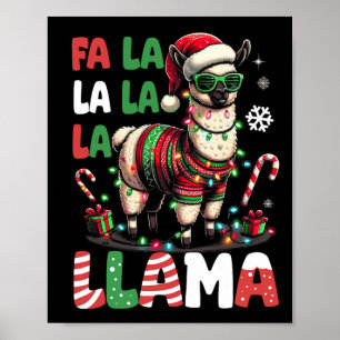 Póster Fa La Llama Es Graciosa Llama Navidades De Animale