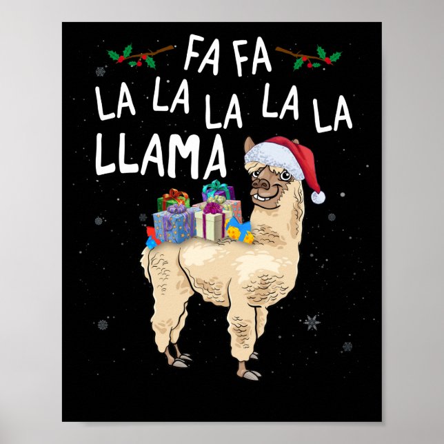 Póster Fa La Llama Llama Navidades con caja de Navidades (Frente)