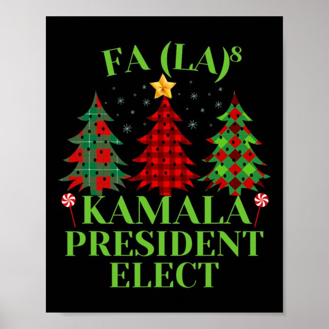 Póster Fa La Plaid Navidades Kamala Presidente Electo Ho (Frente)