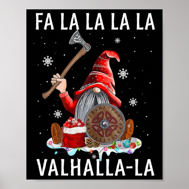 Póster Fa La Valhalla Xmas Gnome Barba Viking (Frente)
