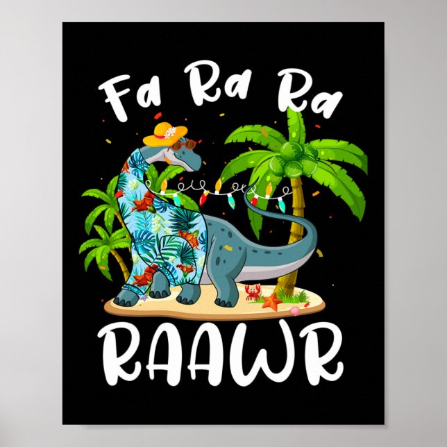 Póster Fa Ra Ra Rugido Dinosaurio de Cuello Largo Navidad (Frente)