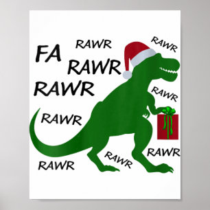 Póster Fa Rawr Dinosaur T-rex Xmas Fiesta Santa T-r