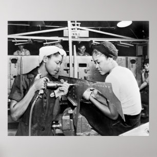 Póster Fábrica de los aviones WW2, los años 40