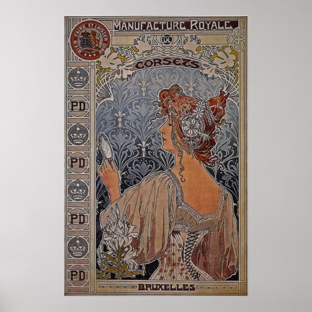 Póster Fabricación Royale Corsets ~ Bélgica ~ 1897 (Frente)