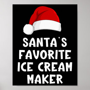 Póster Fabricante de helado favorito de Santa en Navidad 