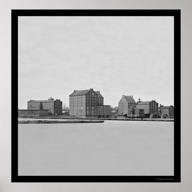 Póster Fábricas en el río James en Richmond, VA 1865 (Frente)