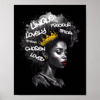 Póster Fabulosa Mujer Afronegra Con Palabras Empoderadora