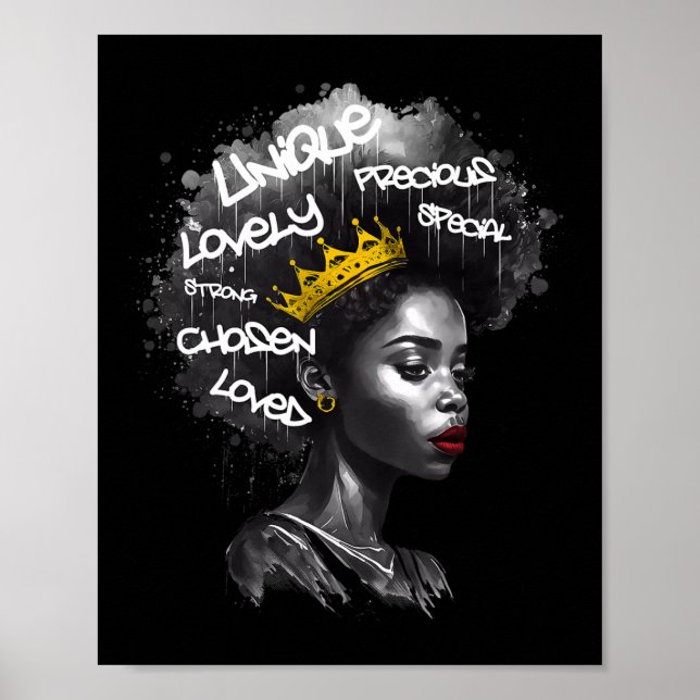 Póster Fabulosa Mujer Afronegra Con Palabras Empoderadora (Frente)