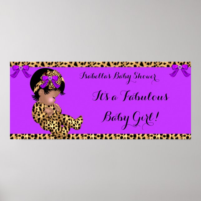 Póster Fabuloso Baby Shower Baby Cute Chica Leopardo 3 (Frente)