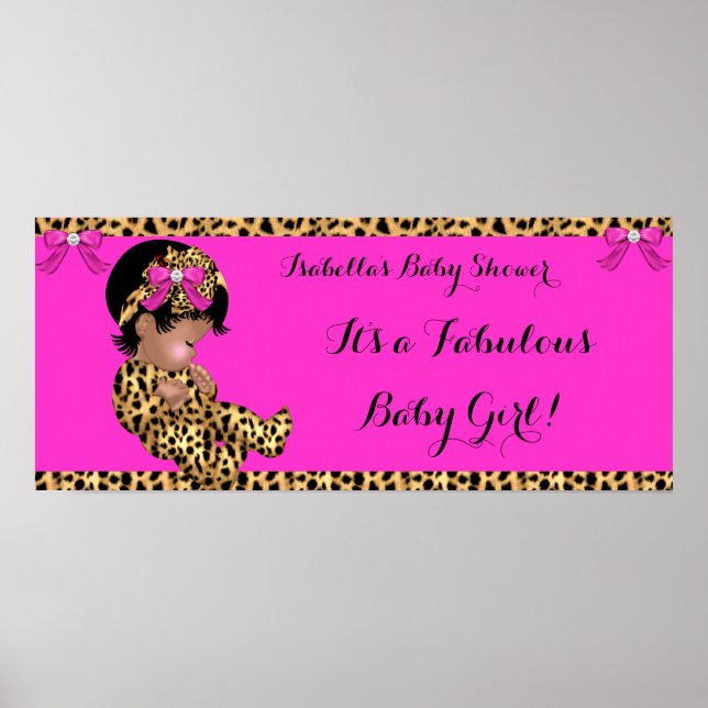 Póster Fabuloso Baby Shower Baby Cute Chica Leopardo Pink (Frente)