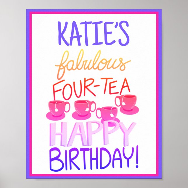 Póster Fabuloso Cuarenta y 40 Poster de cumpleaños con cu (Frente)